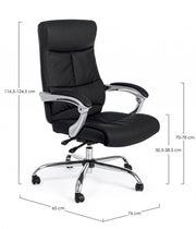 Fauteuil de bureau inclinable Lisbon en similicuir noir avec accoudoirs