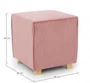 ADELINE pouf velours vintage rose antique 40x40x h44 cm