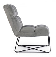 Fauteuil Lizzie en velours gris avec pieds en métal