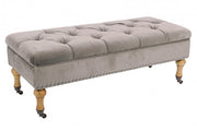 Banc conteneur beige en velours de style classique