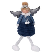 Ange assis en tissu bleu cm20x12h46