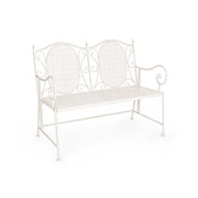 Banquette pliante deux places en acier blanc EMILY 115x60x h92 cm