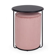 Annika ensemble table basse-pouf moderne en vieux rose