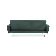 Canapé convertible 3 places JOHNNY en velours vert foncé 210x83x h85 cm