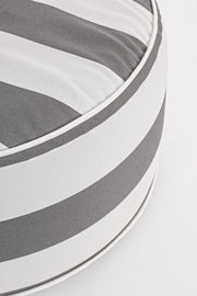 Pouf gonflable rayé blanc-gris