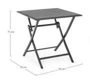 Table d'extérieur pliante en aluminium anthracite ELIN 70x70x h71 cm