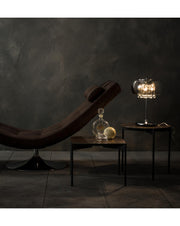 Lampe de table miroir en verre et en métal chrome