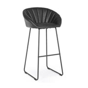 Tabouret de bar vintage industriel Jacky noir en éco-cuir