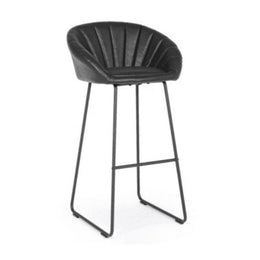 Tabouret de bar vintage industriel Jacky noir en éco-cuir