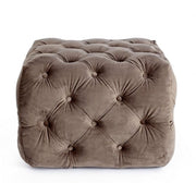 Pouf en velours gris tourterelle EVAN S 62x62x h46 cm