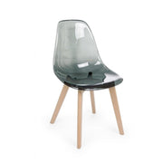 Chaise design en polycarbonate fumé Easy avec pieds en bois