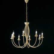 Lustre fer décapé ivoire huit lumières 74x h60 cm