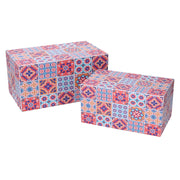 Boîte rectangulaire en similicuir à motifs multicolores 1-2 cm30x18h15