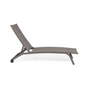 Chaise longue Cleopas en aluminium gris tourterelle avec roues