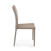 Chaise moderne en similicuir gris tourterelle