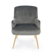 Fauteuil Clelia gris effet velours doré