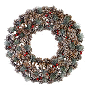 Couronne scintillante avec baies naturelles et pommes de pin cm ø30