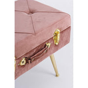 Tabouret avec bac en velours Vieux Rose POLINA 50x34x h42 cm