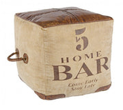 Pouf cube en cuir de style industriel cm 45x45x45h