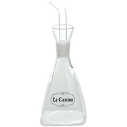 Huilier pyramidal moyen avec bouchon anti-goutte 280 cc La Cascina en verre transparent