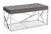 Banc Rayan en velours gris 97x44 cm