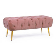 Banc de meuble pouf rose avec pieds 103 x46x40h cm