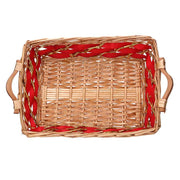 Panier en osier rectangulaire rouge miel cm48/52x36h13
