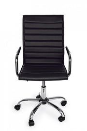 Fauteuil de bureau PERTH noir, accoudoirs réglables en hauteur et roulettes en simili cuir