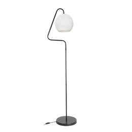 Lampadaire Yumak MDL4256 gris avec abat-jour en tissu blanc