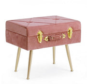 Tabouret avec bac en velours Vieux Rose POLINA 50x34x h42 cm