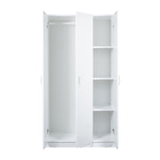 Armoire polyvalente 3 portes blanche 90x45x170 cm