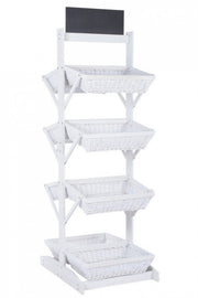 Présentoir rustique Darik 8 paniers en osier blanc