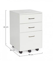 Commode de bureau en MDF avec trois tiroirs Frêne Blanc NADIR 40x44x h65 cm