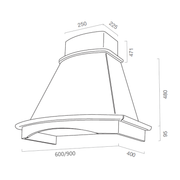 Hotte de cuisine rustique blanche BELLA avec cadre en bois incrusté couleur tabac 60 cm