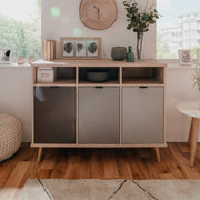 Buffet trois compartiments sonoma gris pieds surélevés cm 120 x 40 x 88 h