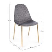 Chaise de salon en velours gris avec des jambes dorées