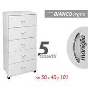 Camera caméra caméra avec 5 tiroirs blancs 50 x 40 x 101 h cm cm