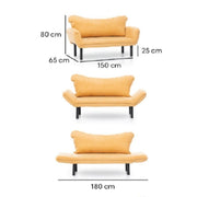 Sofa Bordeaux 2 places avec des accoudoirs inclinables Chat 150x65xh cm 80 cm