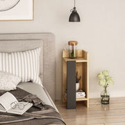 Table basse design Elos couleur chêne panneau chêne anthracite 25x25x60h droite