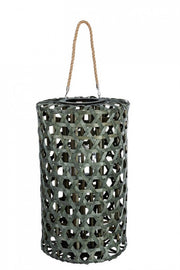 Lanterne hexagonale verte en bois