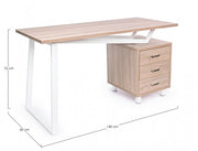 Bureau en bois blanc avec commode Armande cm 140 x60 x 76 h