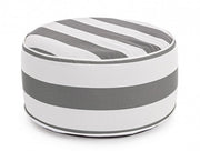 Pouf gonflable rayé blanc-gris
