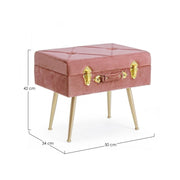 Tabouret avec bac en velours Vieux Rose POLINA 50x34x h42 cm