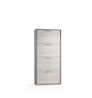 Rack à chaussures à double profondeur avec 4 portes jusqu'à 18 paires de chaussures de tissu / mélècule