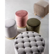 Pouf en velours vieux rose LUCILLA diamètre 35x h40 cm