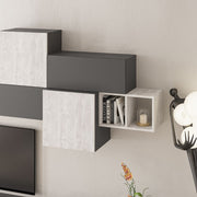 Parete attrezzata 260 cm anthracite et blanc vintage