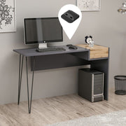 Bureau Candy noyer anthracite prises usb 121x45