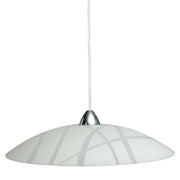 Suspension en plaque de verre blanc avec cadre chromé diam.50xh.18 cm