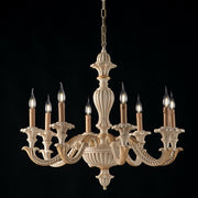 Lustre en bois d'ivoire et feuille d'or huit lumières 80x h70 cm