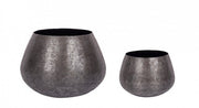 Lot de 2 cache-pots en aluminium style industriel noir